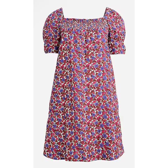 J. Crew Afternoon Linen Dress Berry Floral Pink Size Small - Picture 2 of 14